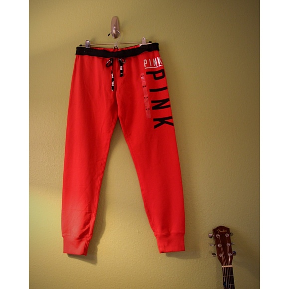 PINK Victoria's Secret Pants - VS PINK Fashion Show Red Logo Band Gym Pants M